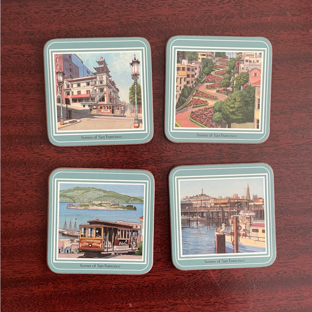Vintage Pimpernel Scenes Of San Francisco Beverage Coasters Set Made in England